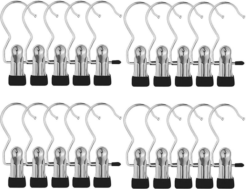 20 stuks roestvrij stalen washaken, antislip, kledinghangers, clip, wasknijpers, metalen knijpers, 360 graden draaibaar, voor broeken, mutsen en handdoeken