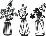 3 stuks bloemen metalen wanddecoratie zwart metaal muurkunst metaal bloemen wandsculptuur voor terras balkon woonkamer badkamer slaapkamer eetkamer keuken decoraties