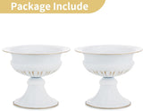 Witte vaas voor bruiloftsdecoraties, 2 stuks, 16,4 cm hoog, metalen bloemen, trompetvazen, middenstukken voor bruiloftstafels, kleine urnplantenbak voor verjaardagsfeestje, woonkamerdecoraties
