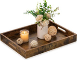 Dienblad Houten Dienblad Decoratief Dienblad: Bruin Decoratief Dienblad Rechthoekig Retro Vintage Dienbladen met Handvat voor Keuken Salontafel 34 x 24 cm