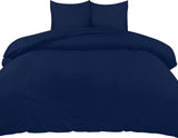 Beddengoedset - microvezel dekbedovertrek 260 x 240 cm + 2 kussenslopen 65 x 65 cm - marineblauw
