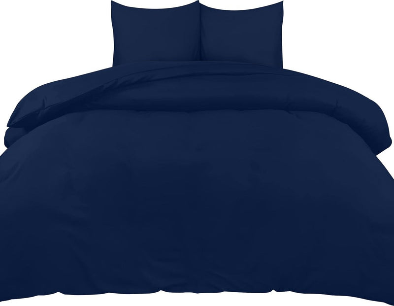 Beddengoedset - microvezel dekbedovertrek 260 x 240 cm + 2 kussenslopen 65 x 65 cm - marineblauw