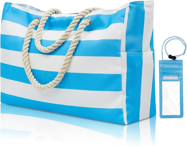 Strandtas XXL-familie, badtas dames reiscadeau boodschappentas strandtas met ritsvakken opvouwbaar lichtgewicht voor vakantiereizen