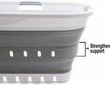 42L opvouwbare plastic wasmand - pop-up opslagcontainer/organizer - draagbaar - ruimtebesparend (1, wit/grijs)