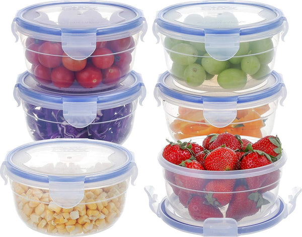 6 PACK 600ML voedselbewaarcontainers met deksel klein, slakommenset, maaltijdbereiding, fruitschaal, ijscontainer voor ijs, dessertkommen, plastic kom, diepvriescontainers klein