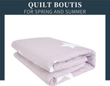 Boutis Spring/Summer Bedspread Two Tone Reversible Star Pattern + 2 Pillow Cases 50 x 70 cm Lightweight Thin Transitional Season Bedspread (Bed 150 cm, 240 x 260 cm)
