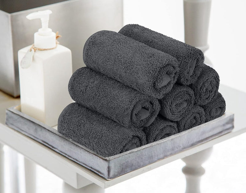 - 24 stuks zeepdoeken, 30 x 30 cm, met ophanglussen, absorberende washandjes voor het afvegen en reinigen van het gezicht, van 100% katoen (grijs)