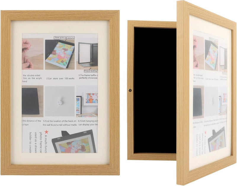 Set van 2 fotolijsten kindertekeningen A4, Fillba kunstfotolijsten voor kinderen, fotolijsten kinderfoto's voor kindertekeningen, kinderkunstprojecten, school, thuis of op kantoor