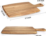 Snijplank van acaciahout, houten plank, kaascharcuterieplanken, 43 x 25 cm, keukensnijplank, houten snijplanken, vleesserveerplank, snijplank, kaasplank, houten snijplanken met handvat