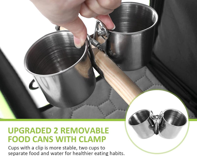 Rugzak voor vogels met houten stok, lichtgewicht vogeltransporttas, waterdichte papegaaienreisrugzak met roestvrijstalen bakje en staande staaf, vogeltransportdoos, 34 x 28 x 43 cm