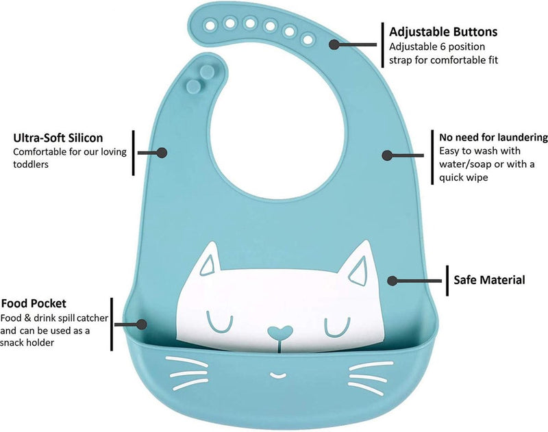 Babyslabbetjes, siliconen, waterdicht, 3 stuks, waterdicht, met 6 verstelbare toetsen, uniseks, om te spenen, BPA-vrij, eenvoudige reiniging, vaatwasmachinebestendig