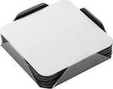 Set van 6 vierkante stalen placemats met antisliponderzetters van roestvrij staal