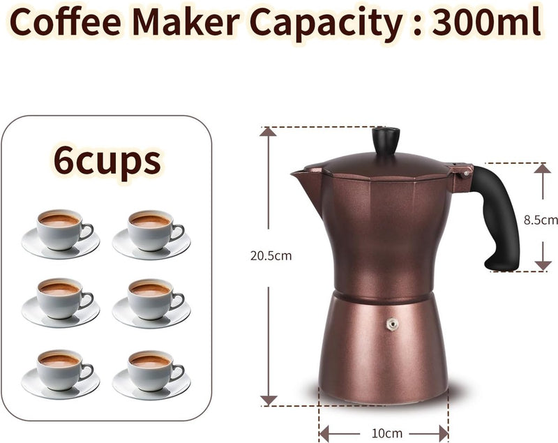 Espressomaker Italiaanse bruine koffiepot espresso van gegoten aluminium met transparant deksel geïsoleerd handvat