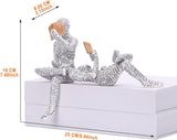 Figuur decoratie voor plank, kleine lezende vrouwen gevormde sculptuur gepersonaliseerd handbeschilderd lezen schurk desktop boeken plank handwerk standbeeld (stijl B)