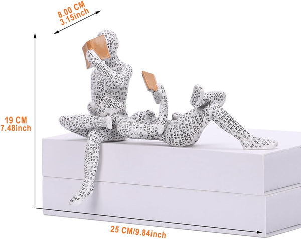 Figuur decoratie voor plank, kleine lezende vrouwen gevormde sculptuur gepersonaliseerd handbeschilderd lezen schurk desktop boeken plank handwerk standbeeld (stijl B)