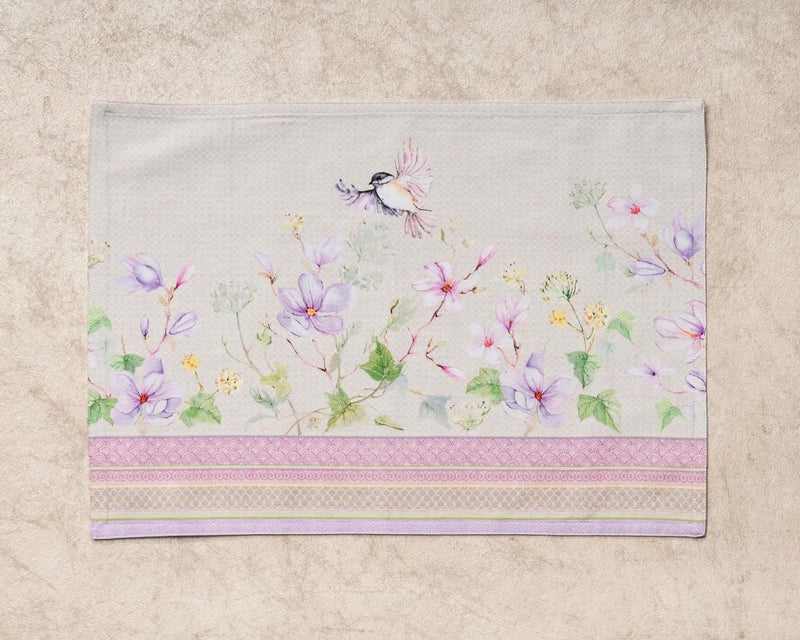 Placemats van 100% katoen, set van 4, 33 cm x 48 cm, decoratieve, wasbare paasplacemats voor diners, bruiloften, magnolia-ochtend - lente/zomer