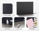 Magneetbord met magneten, sleutelorganizer, telefoonrek met houder voor kabel, 49 x 30 cm, kleur zwart