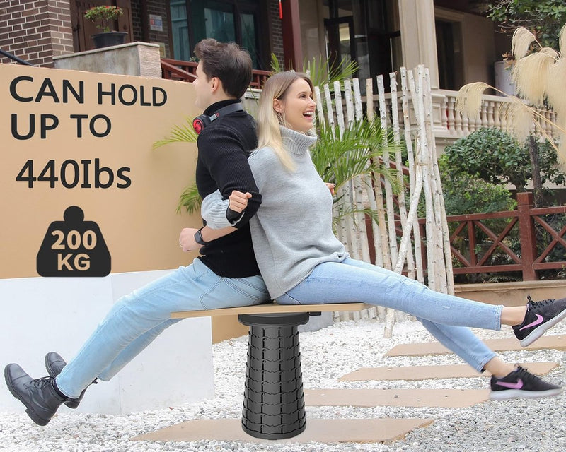 Opvouwbare kruk, draagbare klapkruk met kussen, campingkruk voor volwassenen, telescopische kruk, inklapbaar, voor , BBQ binnen, draagvermogen 120 kg, met draagtas