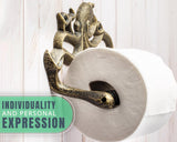 Decoratieve gietijzeren toiletpapierrolhouder Octopus decor voor badkamer Octopus nautische badkameraccessoires inclusief schroeven en pluggen - goud en zwart