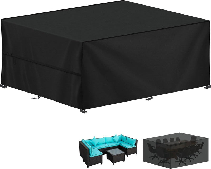 Hoes voor tuinmeubelen, waterdichte beschermhoes, tuinmeubelen, uv-zeildoek voor tuintafels, terrasmeubilair, robuuste 420D Oxford buitenhoes voor meubelsets, 360 x 240