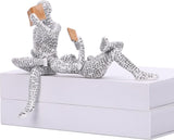 Figuur decoratie voor plank, kleine lezende vrouwen gevormde sculptuur gepersonaliseerd handbeschilderd lezen schurk desktop boeken plank handwerk standbeeld (stijl B)