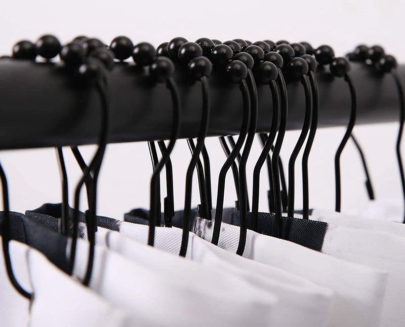 24 stuks douchegordijnhaken roestvrij staal gepolijst chroom douchegordijnringen zwart