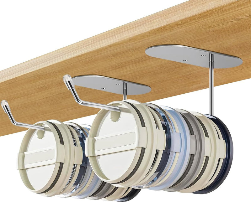Bekerdekselorganizer, zelfklevende bekerdekselhaken, onder kastdekselstapelaar bekerdekselhouder voor Stanley-bekers voor keukenkastorganisatoren (2 stuks)
