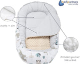 5-delige set babynestjes, 100 x 60 x 15 cm, uitneembaar inzetstuk, knuffelnest, kruipdeken voor baby's, pasgeborenen, 100% katoen (mint dierentuin met beige minky)