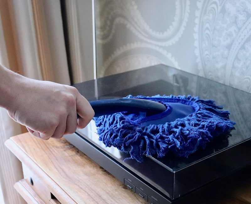 Gewaxte mini plumeau blauw