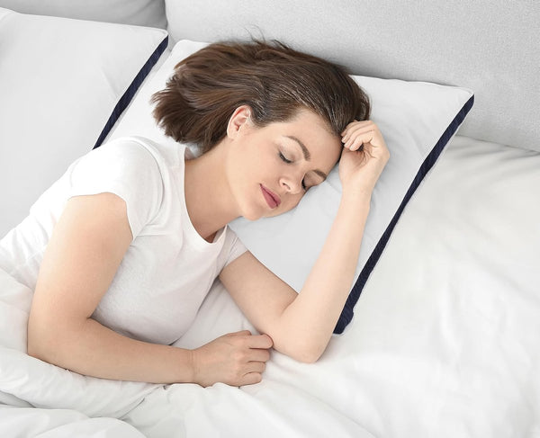 Hoofdkussen (set van 2), 60 x 60 cm, slaapkussen, geborstelde stof, overtrek, bedkussen, premium kwaliteit, zacht en ademend kussen, marineblauw