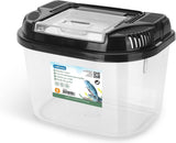 Terrarium voor reptielen en amfibieën, transparante kunststof reptielenkweekbox voor schildpad, hagedis, spide, hoornkikker, draagbare reptielenvoederbox, S (L17,8 x B 12 x H 12,7 cm)