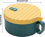 Japanse kom met deksel, 1200 ml ramenkom, plastic soepkom en verwijderbare roestvrijstalen voering, ramenkom, saladecontainer voor bij eetstokjes, Japans servies (geelgroen)