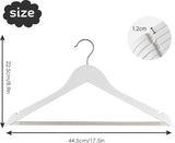 20 stuks houten kleerhangers sterke houten kleerhangers met 360° haak transparante antislipstrip en schouderinkepingen voor bretels, jassen, jassen, pakken (wit)