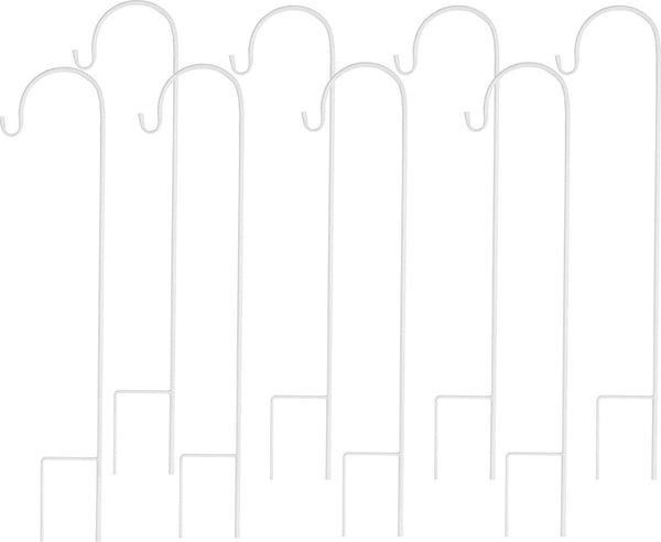 8 stuks herdershaken van metaal, tuinstok, tuinsteker met haken voor zonnelampen, lantaarns, bruiloften, plantenmanden, bloemenbol 90 cm, wit