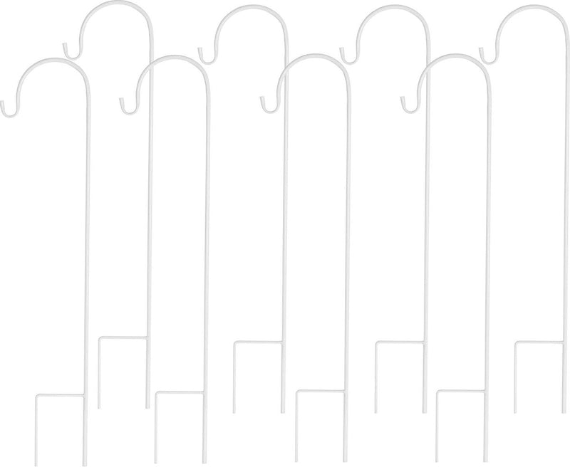 8 stuks herdershaken van metaal, tuinstok, tuinsteker met haken voor zonnelampen, lantaarns, bruiloften, plantenmanden, bloemenbol 90 cm, wit