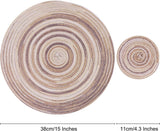 Geweven ronde placemats met 8, 38 cm placemats van katoen en 11 cm onderzetter, hittebestendige wasbare placemats voor keuken, eettafel (grijs)