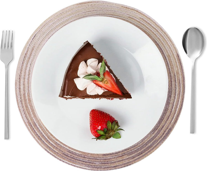 Geweven ronde placemats met 8, 38 cm placemats van katoen en 11 cm onderzetter, hittebestendige wasbare placemats voor keuken, eettafel (grijs)