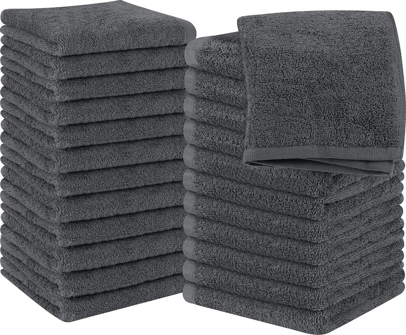- 24 stuks zeepdoeken, 30 x 30 cm, met ophanglussen, absorberende washandjes voor het afvegen en reinigen van het gezicht, van 100% katoen (grijs)