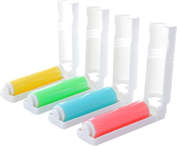 Pluisroller, herbruikbare dierenhaarverwijderaar, pluisverwijderaar, opvouwbaar, draagbaar, wasbaar, afdekking en roller in reisformaat, siliconen, 4 stuks