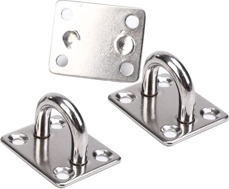 Roestvrij stalen karabijnhaak en roestvrijstalen oogplaat met oogje, dekplaat, plafondhaken, wandhaken, wandbevestiging, met schroef, voor het ophangen van voorwerpen