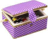 naaikandje voor thuis, voor opslag en organisatie, draagbaar, voor naalden, garen, enz., naaimand met accessoires, M, paars