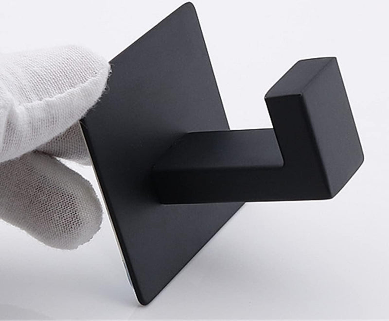 Handdoekhaak SUS 304 roestvrij staal kledinghaak wandmontage vierkante badkameraccessoires, matzwart - 2 haken, zelfklevend