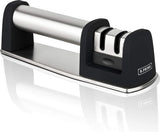 handmatige messenslijper, 2-traps messenslijper voor grof en fijn slijpen, messenslijpen, honen en polijsten, slijpsteen voor messenset, slijpstaal, messenslijper