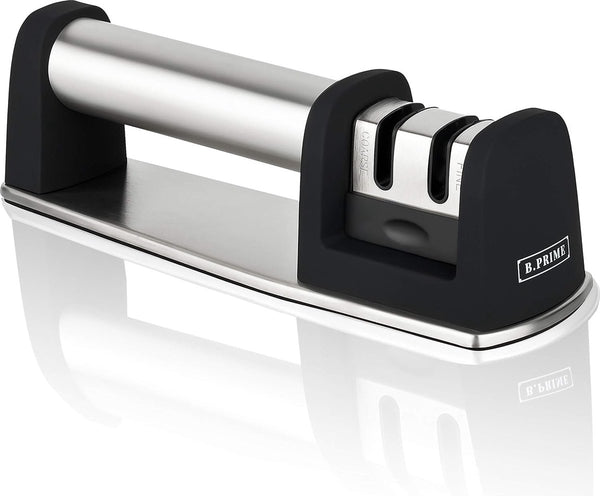 handmatige messenslijper, 2-traps messenslijper voor grof en fijn slijpen, messenslijpen, honen en polijsten, slijpsteen voor messenset, slijpstaal, messenslijper