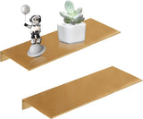 Wandplank, goudkleurig metaal, wandrek met schroeven, 2 stuks, aluminium, wandplank, zwevend rek, klein, voor badkamer, slaapkamer, keuken, decoratieve fotolijst