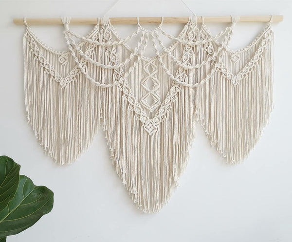 Grote macramé wandtapijt, Boheems chic, geweven wandtapijt, boho, wanddecoratie, katoenen touw, wandtapijt, muurdecoratie, kunsthandwerk voor slaapkamer, woonkamer, woning, wandgordijn,