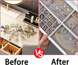 Sieradenopbergdoos, lade, sieradenorganizer, sieradendienblad, stapelbaar, sieradenorganizer voor sieraden, lade-inzet, opbergsysteem, oorbellen, armband, ringen, 4 stuks, grijs