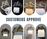 Decoratieve gietijzeren toiletpapierrolhouder Octopus decor voor badkamer Octopus nautische badkameraccessoires inclusief schroeven en pluggen - goud en zwart