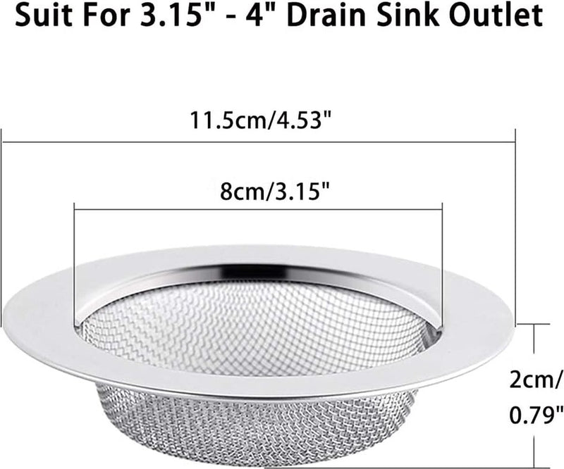Afvoerzeef roestvrij staal roestvrij set van 2, 11,5 cm haarzeef douche, gootsteenzeef voor keuken