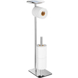 Freestanding Toilet Paper Holder with Reserve, 304 Stainless Steel Toilet Paper Dispenser Paper Roll Storage Rack for 4 Large Rolls, with Base Waterproof, Rustproof Modern Matt (Silver)